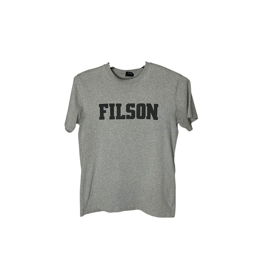 Filson Gray Logo T-Shirt Women's Small‎ Made in USA Cotton Blend Heritage Tee